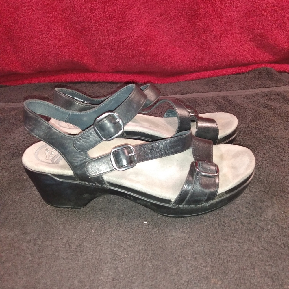 Dansko Black Leather Sandals